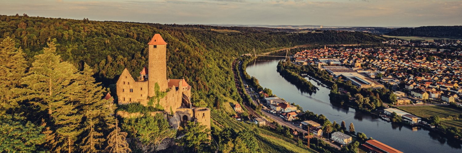 Blick auf Burg Hornberg und das romantische Neckartal | Wohnmobiltouren Baden-Württemberg | Odenwald | @ Chris Frumolt
