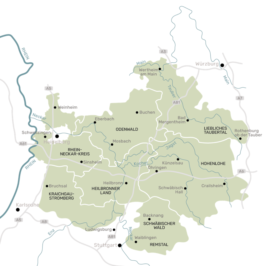 Übersichtskarte Wohnmobilurlaub Baden-Württemberg 